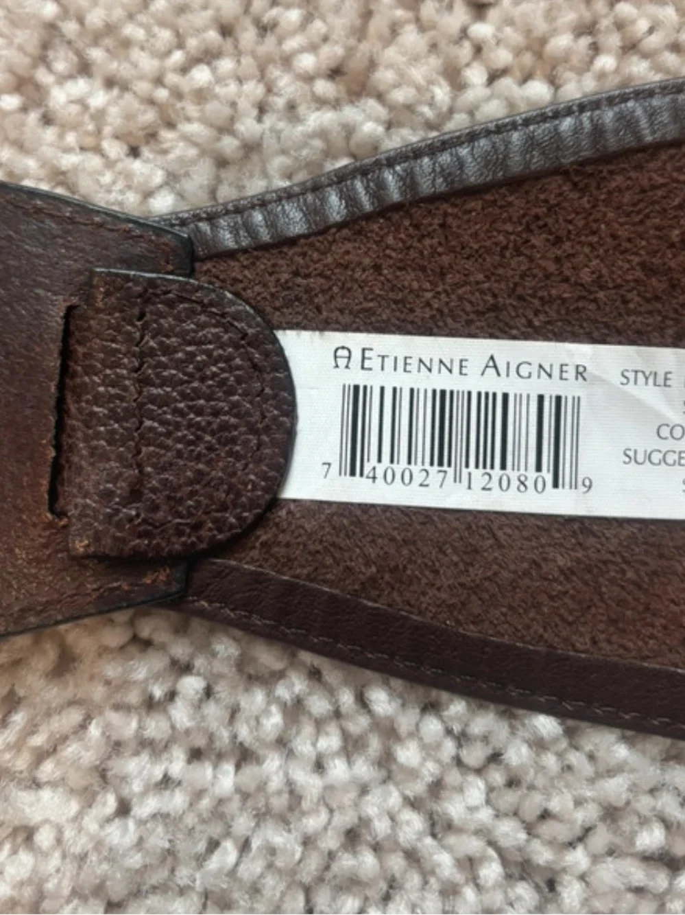 Etienne Aigner Brown Leather Braided Detail Belt with Gold Accent